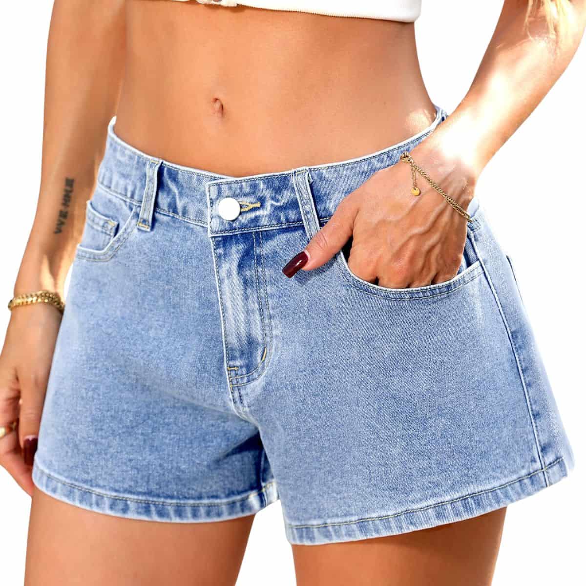 Women’s High Stretch Loose Fit Denim Shorts