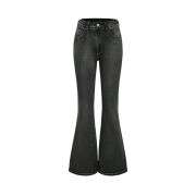 Women’s Gothic Punk Rhinestone Embroidered Flare Jeans