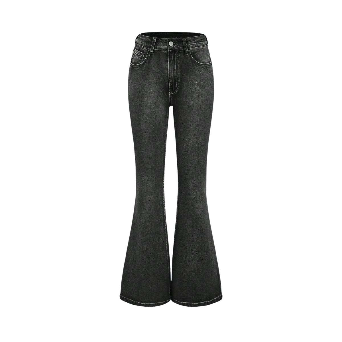 Women’s Gothic Punk Rhinestone Embroidered Flare Jeans
