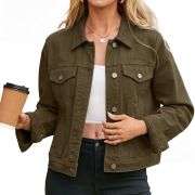 Women’s Slim Fit Button Front Western Denim Jacket