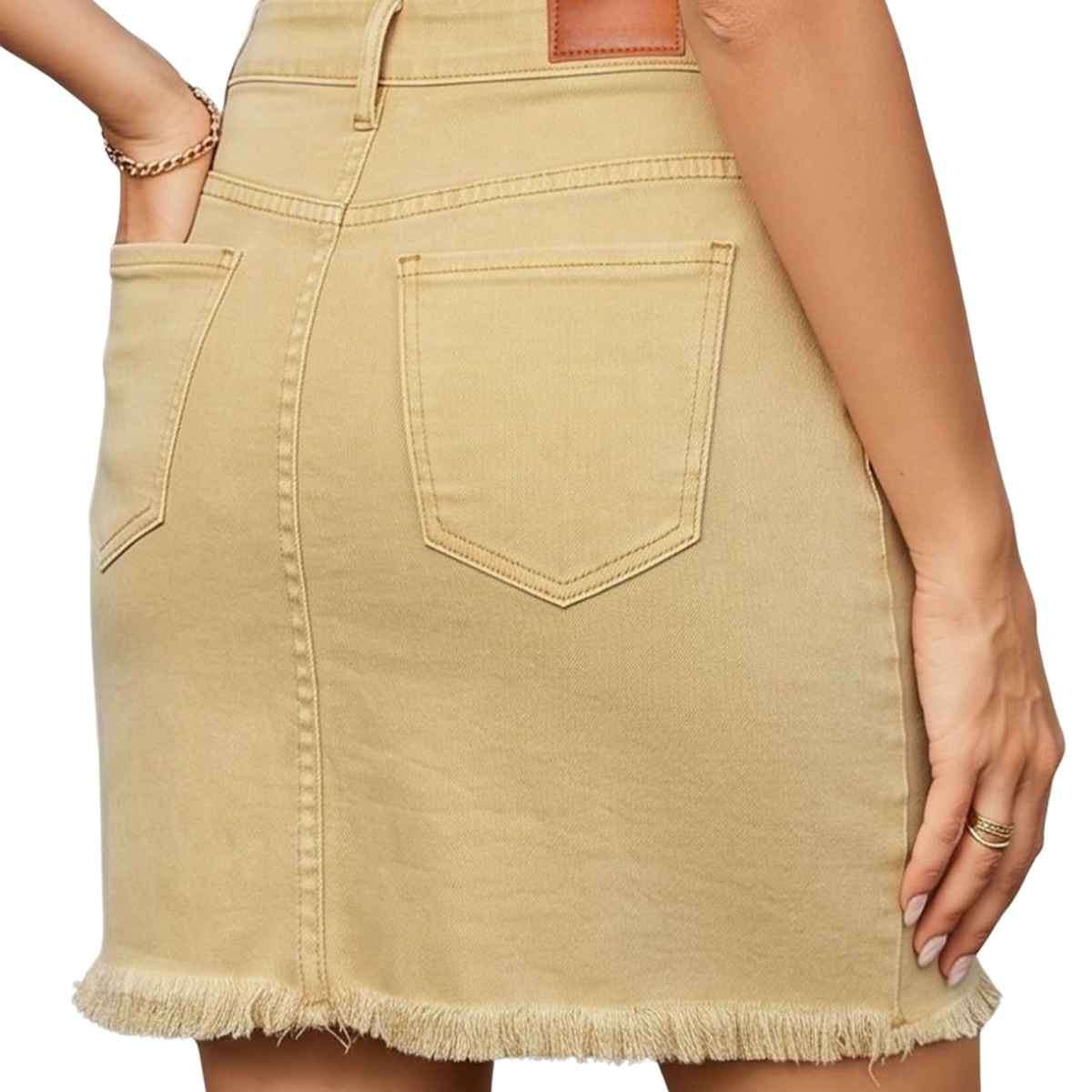 Women’s High Waisted Seam Stitched Denim Skirt