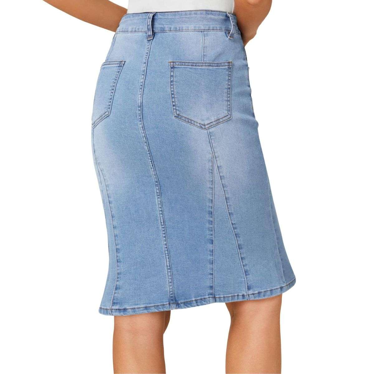Women’s High Waisted Denim Midi Skirt