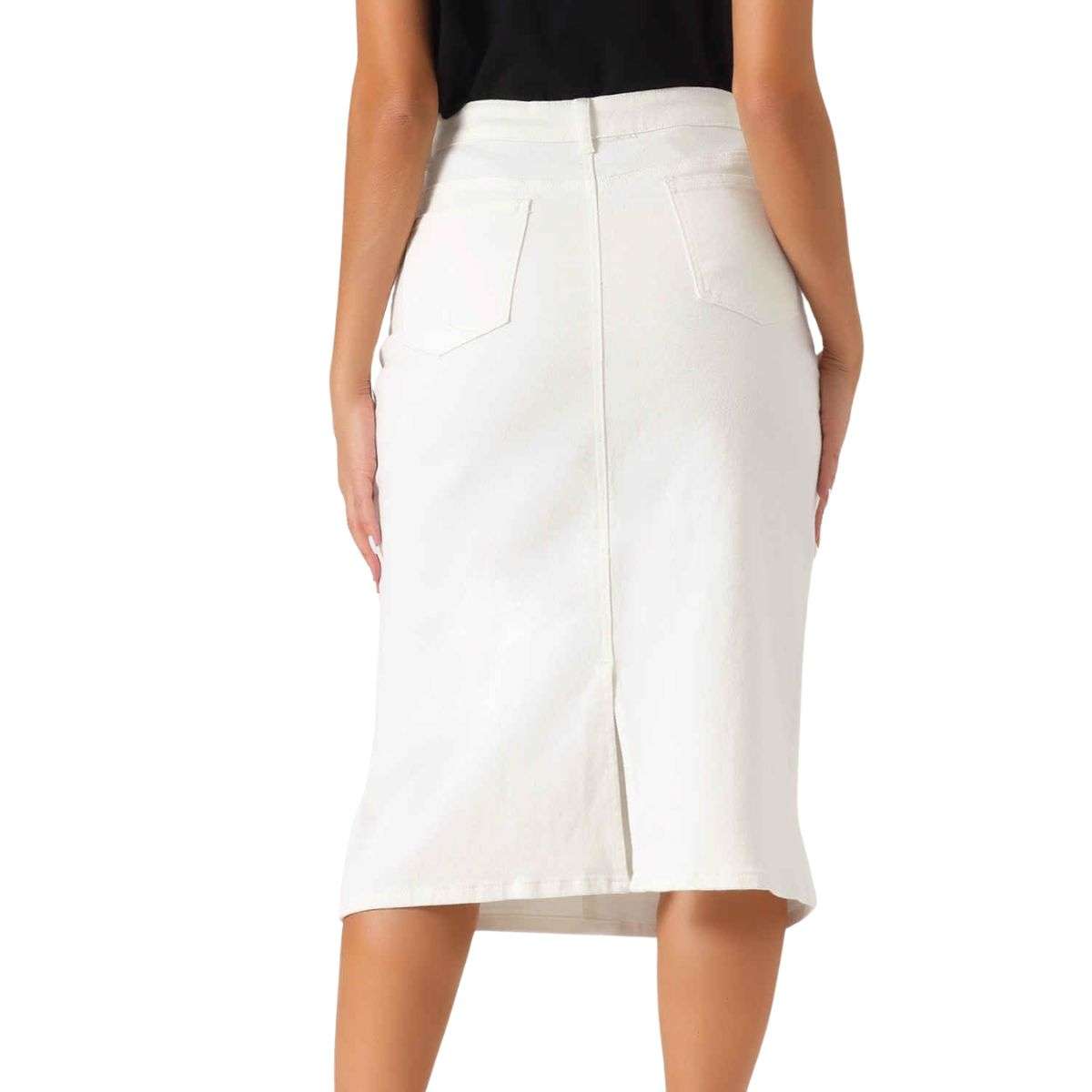 Women’s High Waisted Midi Denim Skirt