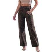 Women’s High Rise Cheetah Print Wide Leg Jeans