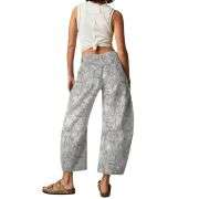 Women’s Mid Rise Printed Loose Barrel Leg Jeans