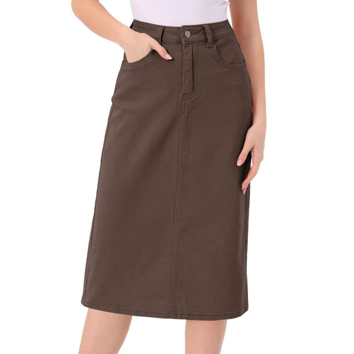 Women’s High Waisted Midi Denim Skirt