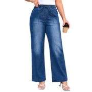 Plus Size Women’s High Waisted Straight Wide Leg Jeans