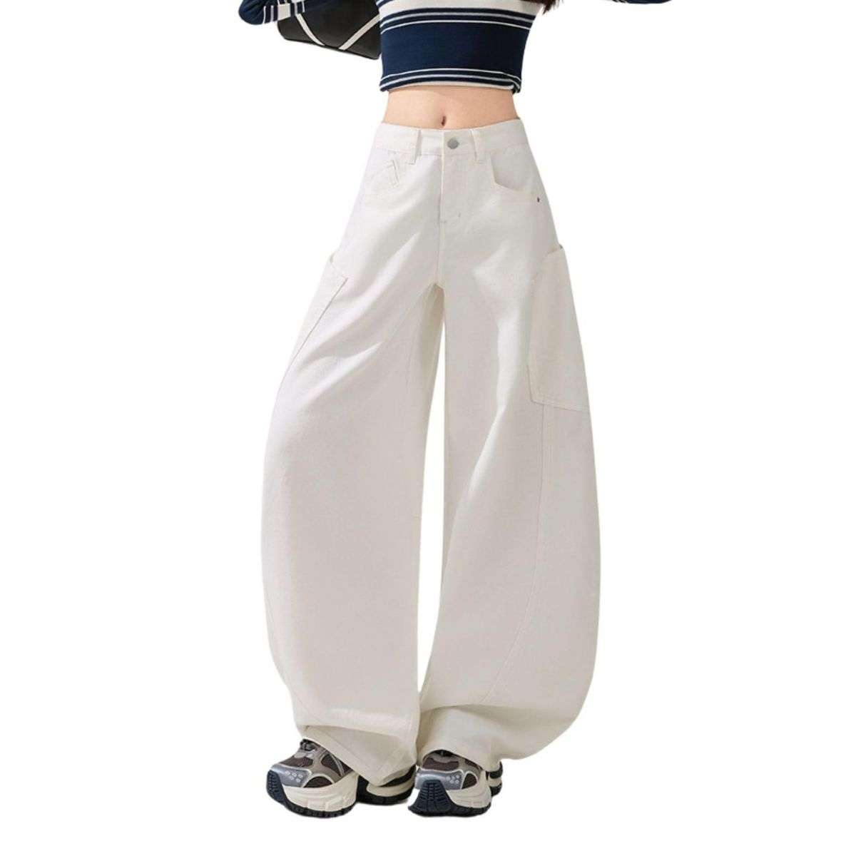 Women’s High Rise Barrel Leg Loose Fit Jeans