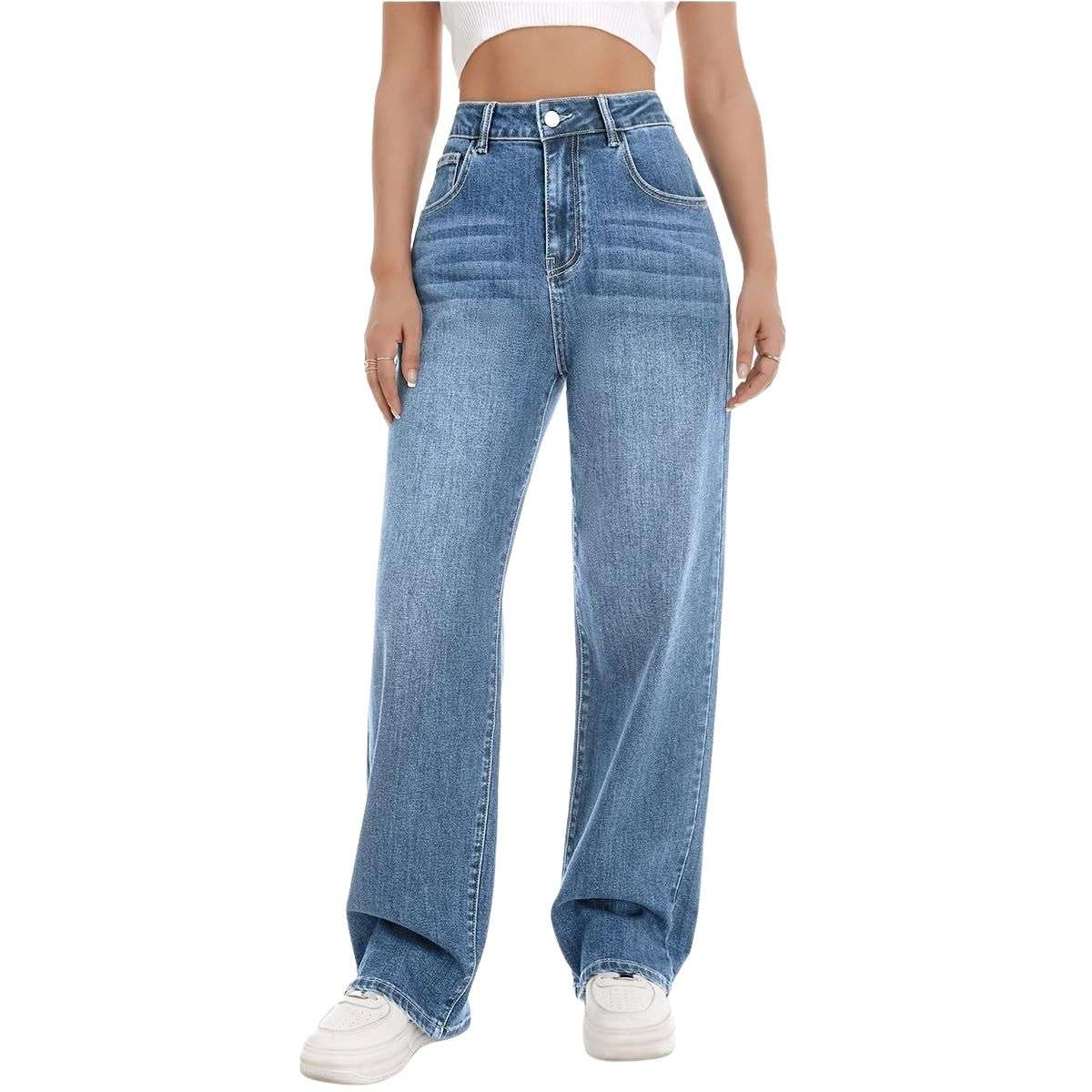 Women’s High Rise Loose Straight Wide Leg Jeans