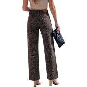 Women’s High Rise Cheetah Print Wide Leg Jeans