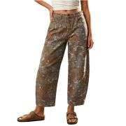 Women’s Mid Rise Printed Loose Barrel Leg Jeans