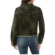 Women’s Cheetah Print Stretch Frayed Hem Denim Jacket