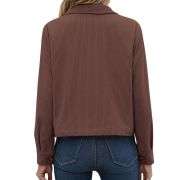 Women’s Fashion Cropped Corduroy Collared Long Sleeve Jacket
