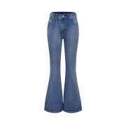 Women’s Gothic Punk Rhinestone Embroidered Flare Jeans