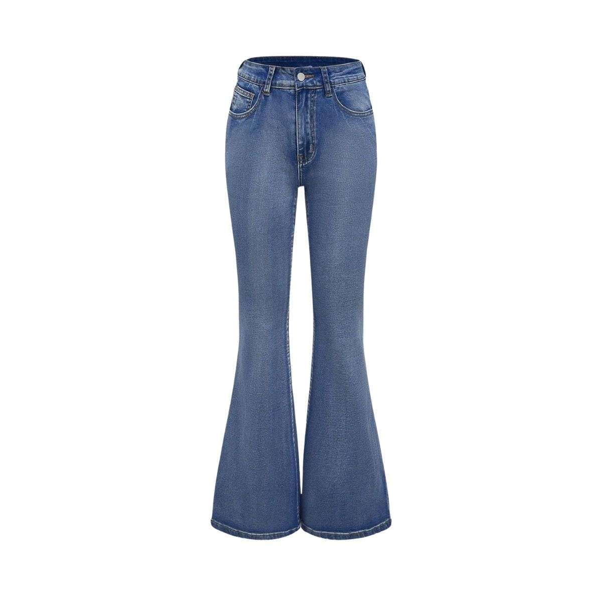 Women’s Gothic Punk Rhinestone Embroidered Flare Jeans