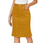 Women’s High Waisted Denim Midi Skirt