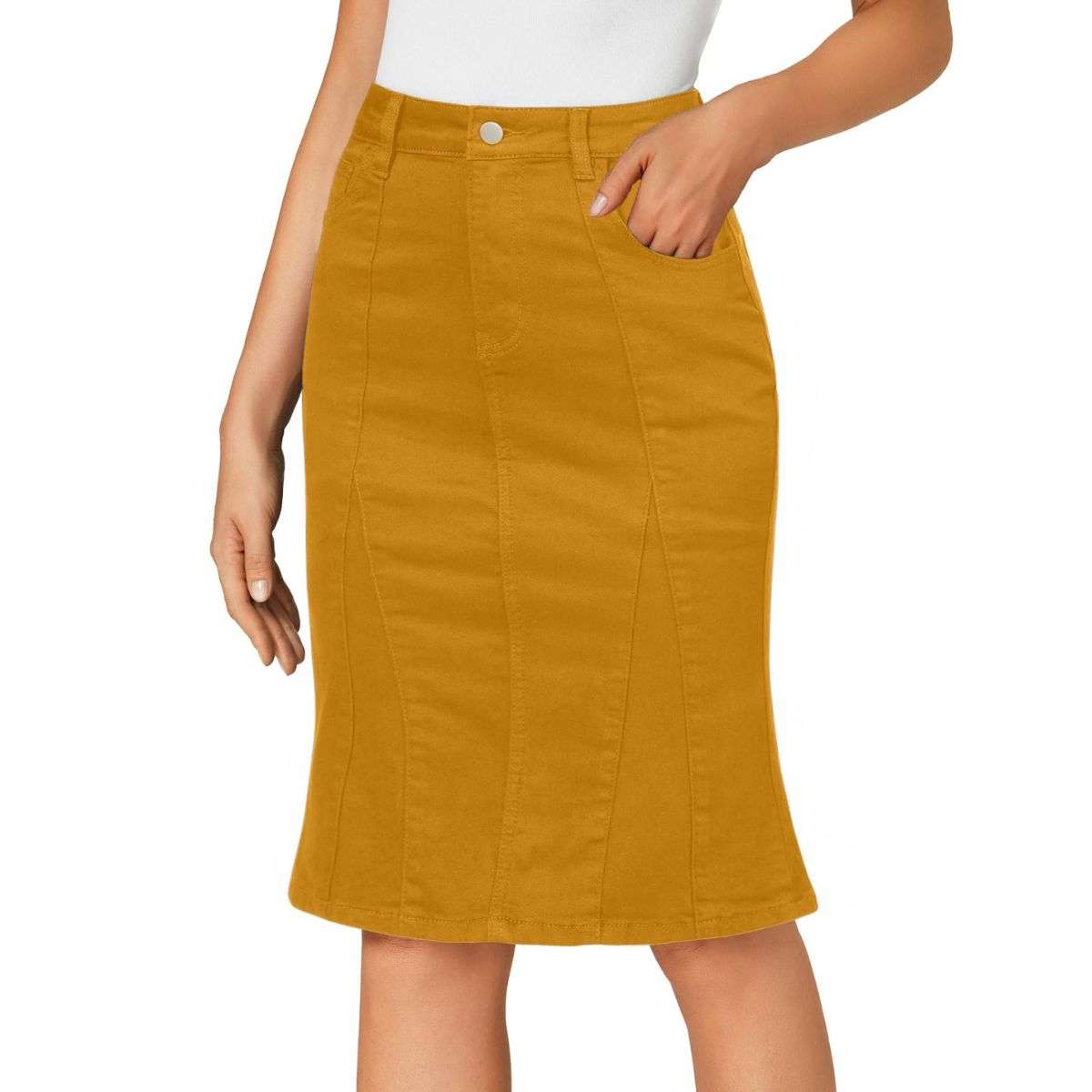 Women’s High Waisted Denim Midi Skirt