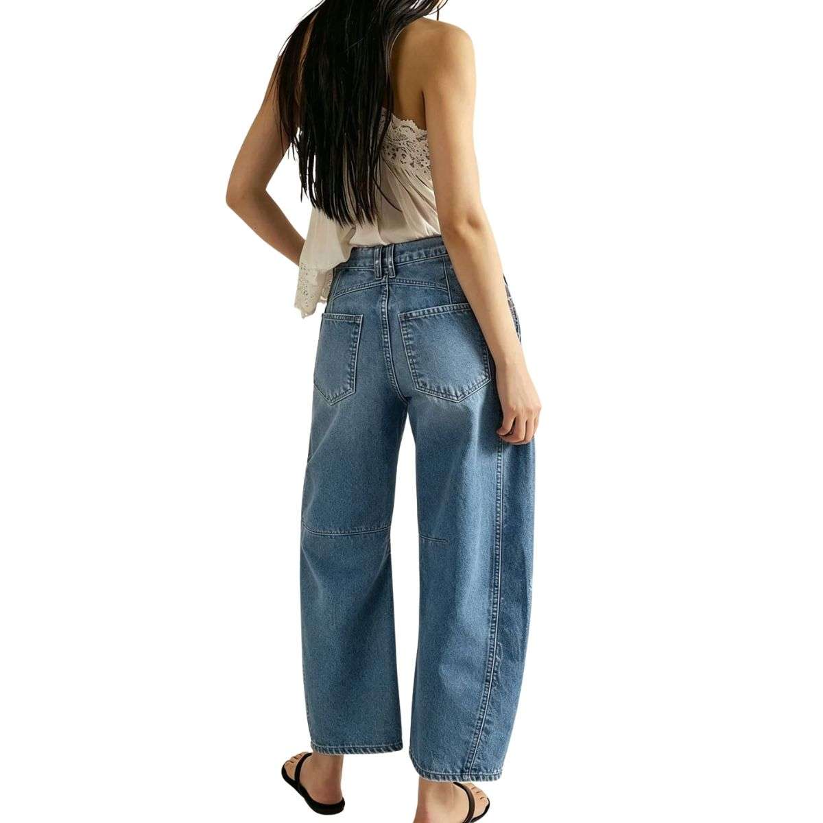 Women’s Casual Wide Leg Mid Rise Denim Jeans
