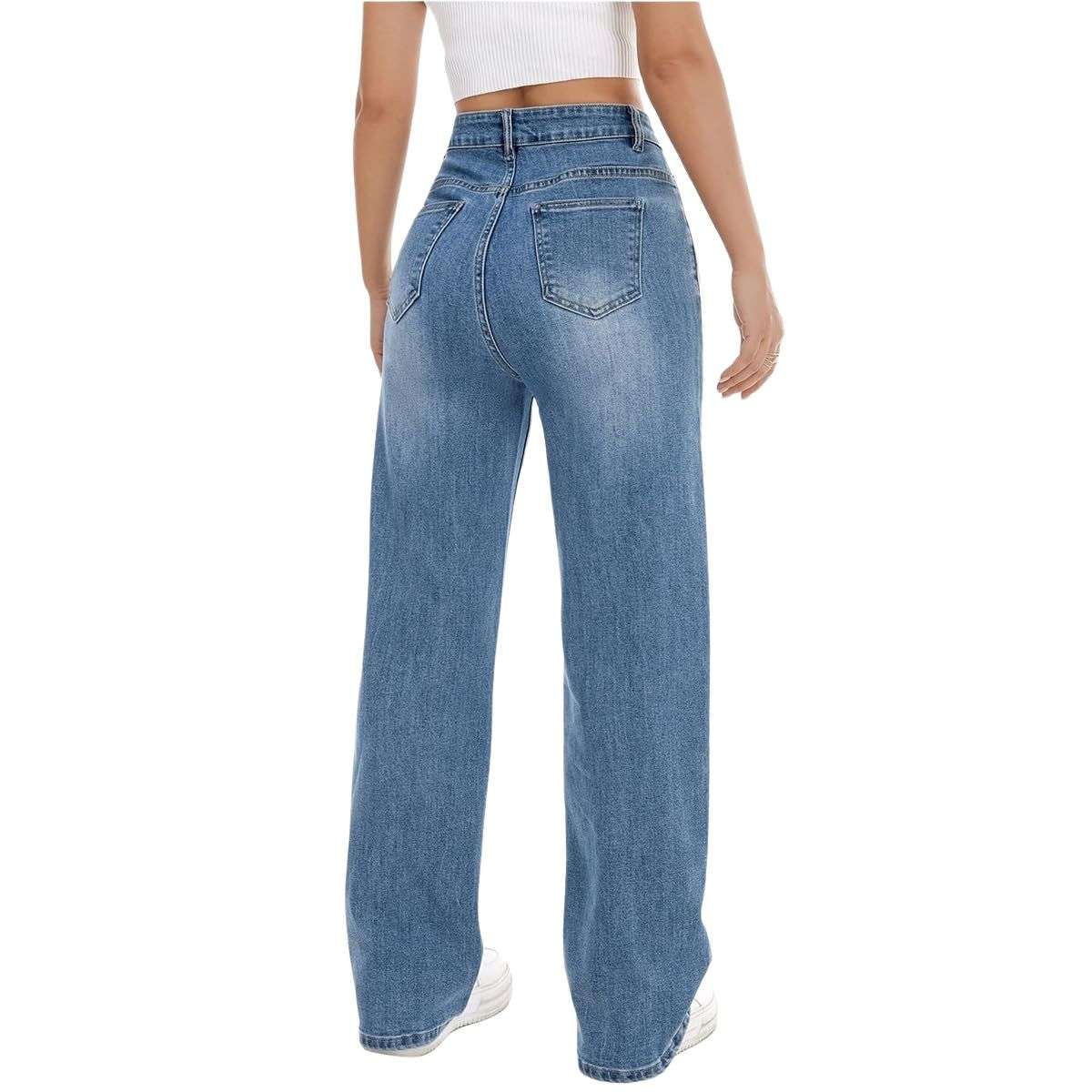 Women’s High Rise Loose Straight Wide Leg Jeans