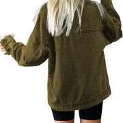 Women’s Casual Drop Shoulder Button Front Denim Jacket With Pockets