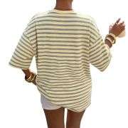 Women’s Y2K Striped Print Loose Short Sleeve T-Shirt