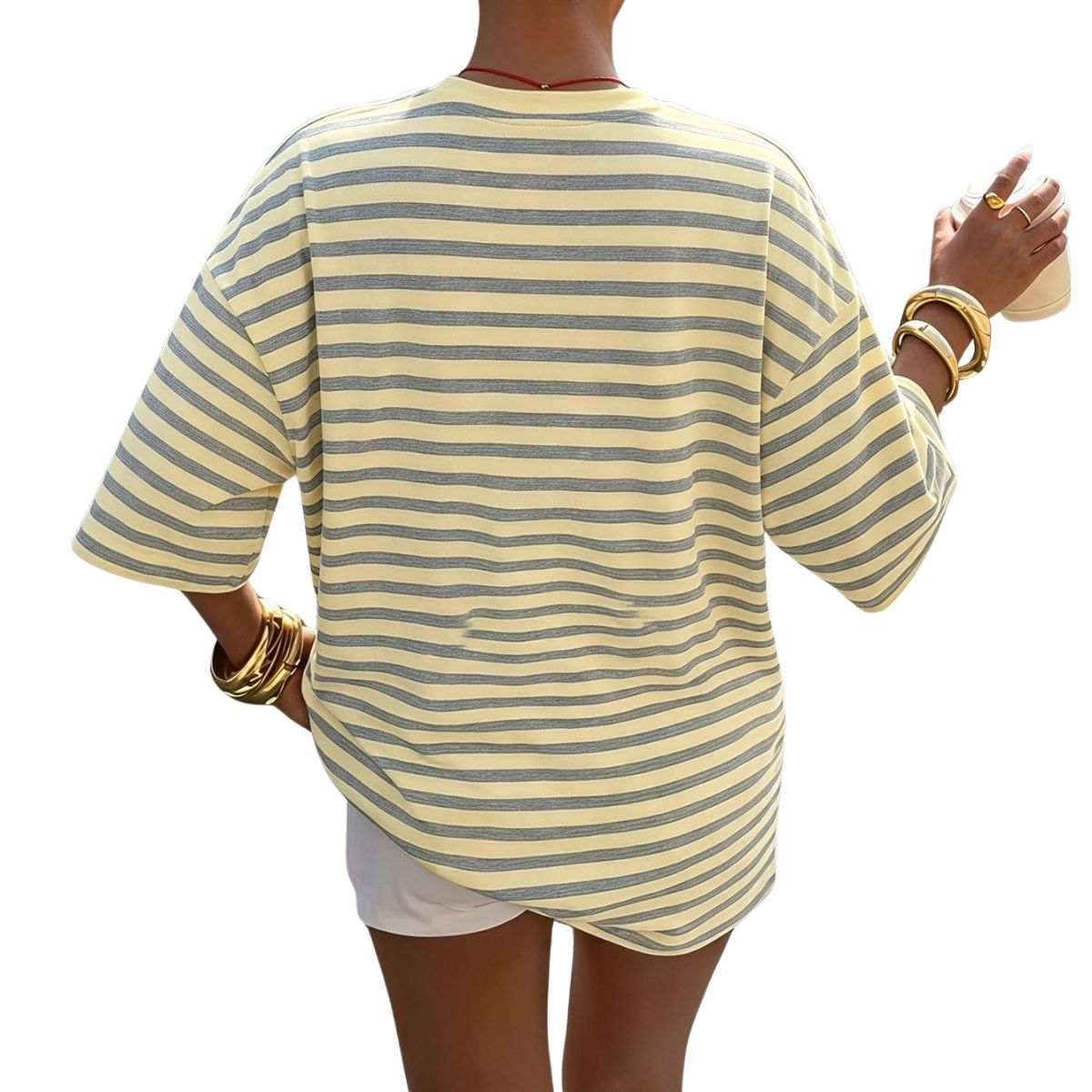 Women’s Y2K Striped Print Loose Short Sleeve T-Shirt