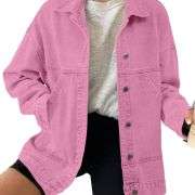 Women’s Casual Drop Shoulder Button Front Denim Jacket With Pockets
