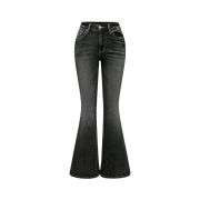 Women’s Gothic Punk Rhinestone Embroidered Flare Jeans