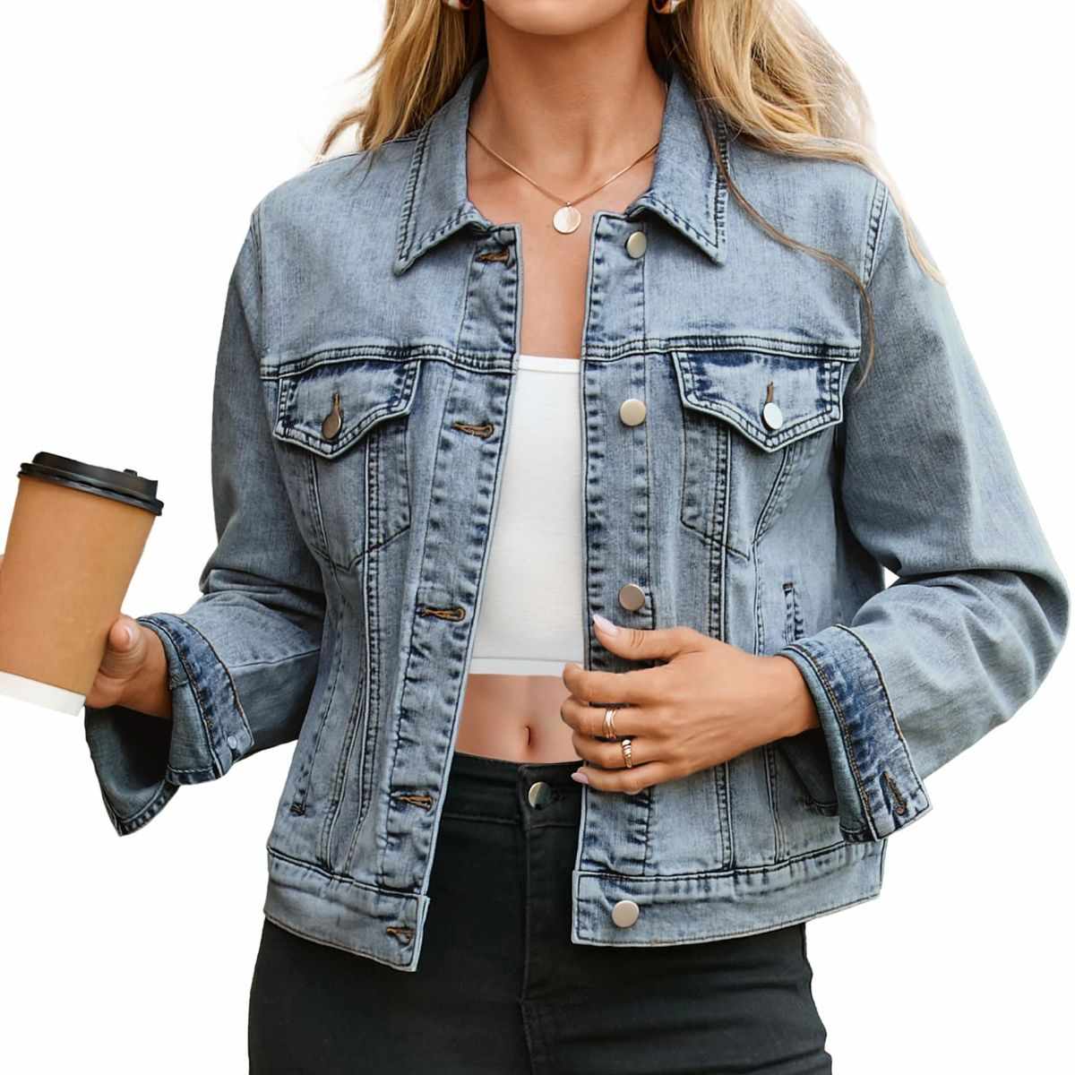 Women’s Slim Fit Button Front Western Denim Jacket