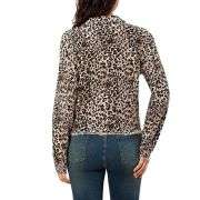 Women’s Cheetah Print Stretch Frayed Hem Denim Jacket