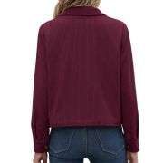 Women’s Fashion Cropped Corduroy Collared Long Sleeve Jacket