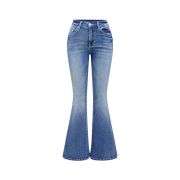 Women’s Gothic Punk Rhinestone Embroidered Flare Jeans