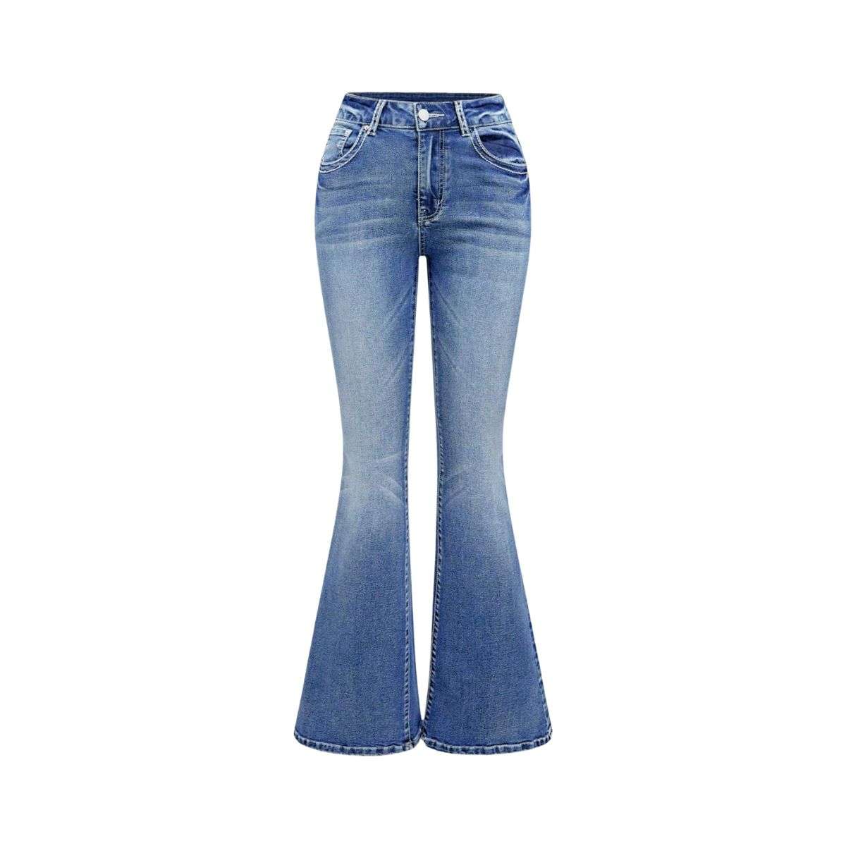 Women’s Gothic Punk Rhinestone Embroidered Flare Jeans