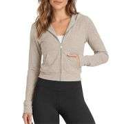 Women’s Full Zip Up Hooded Cropped Jacket with Pockets