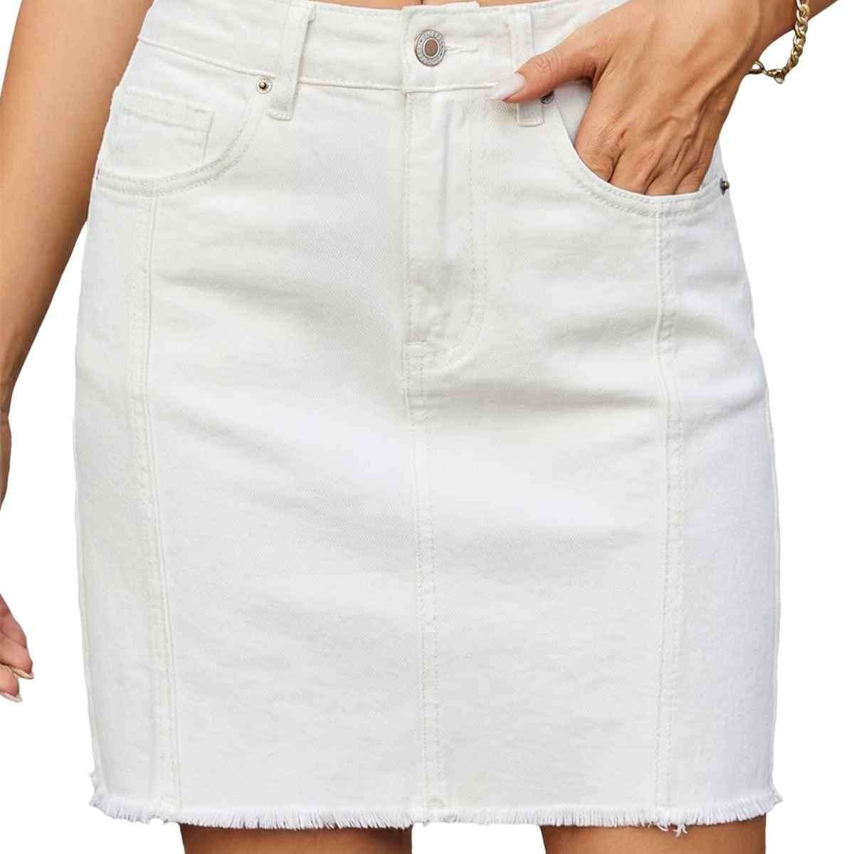 Women’s High Waisted Seam Stitched Denim Skirt