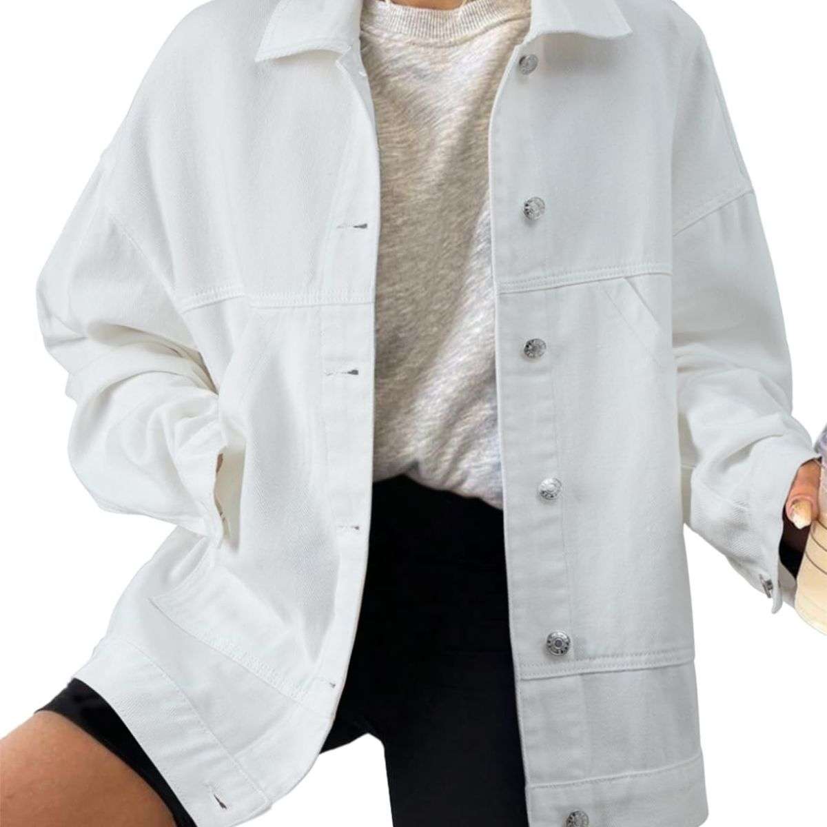 Women’s Casual Drop Shoulder Button Front Denim Jacket With Pockets