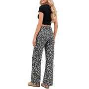 Women’s High Rise Leopard Print Wide Leg Loose Fit Jeans