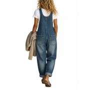 Women’s Y2K Style Loose Fit Cargo Denim Bib Overalls
