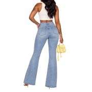 Women’s Distressed Rhinestone Ripped Flare Jeans