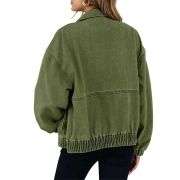 Women’s Zip Up Long Sleeve Loose Fit Denim Jacket