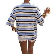 Women’s Y2K Striped Print Loose Short Sleeve T-Shirt