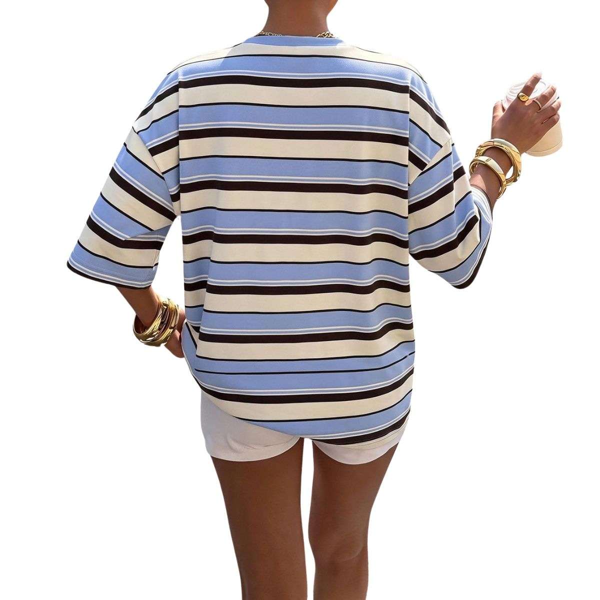 Women’s Y2K Striped Print Loose Short Sleeve T-Shirt