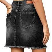 Women’s High Waisted Seam Stitched Denim Skirt
