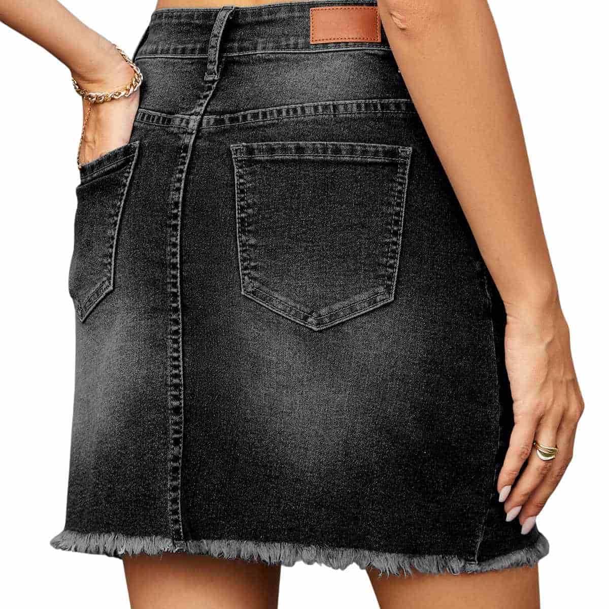 Women’s High Waisted Seam Stitched Denim Skirt
