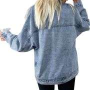 Women’s Casual Drop Shoulder Button Front Denim Jacket With Pockets