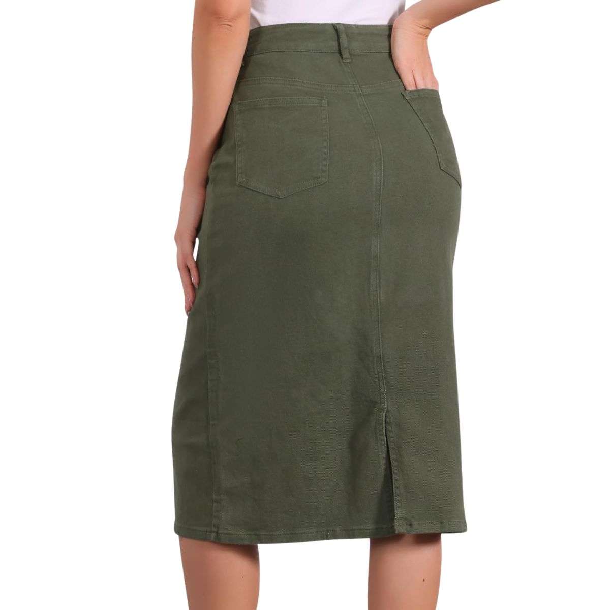 Women’s High Waisted Midi Denim Skirt