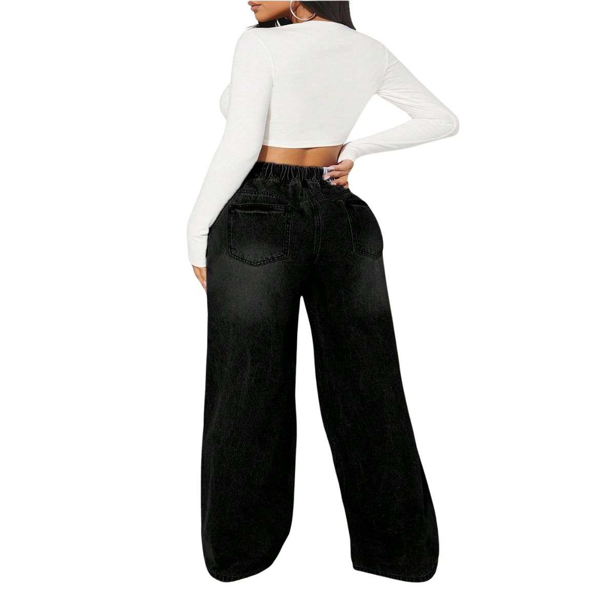 Plus Size Women’s Loose Wide Leg Ripped Distressed Jeans
