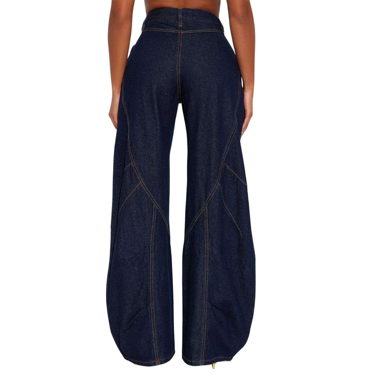 Button Fly Scimitar Wide Leg Jeans