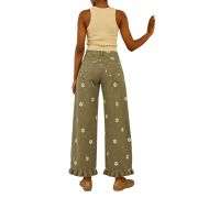 Women’s Floral Print Barrel Wide Leg Jeans