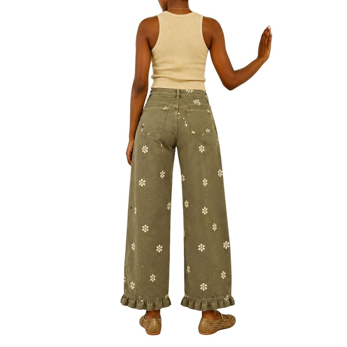 Women’s Floral Print Barrel Wide Leg Jeans